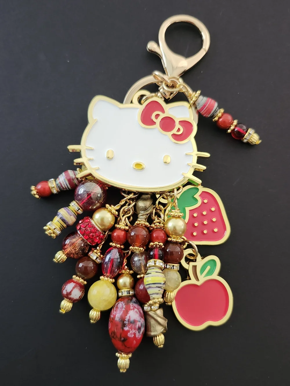 Hello Kitty Purse Charm or Keychain Agate Carnelian Handcrafted